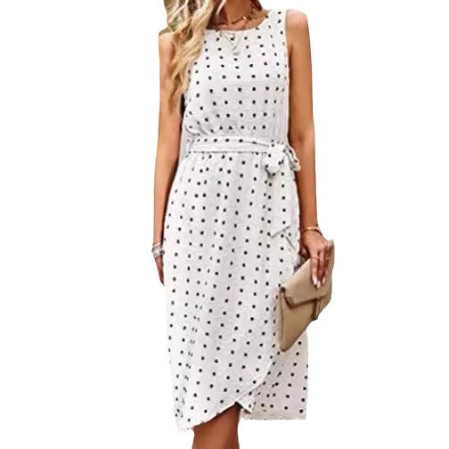 Damen Wickelkleid Glänzende Punkte Taillengürtel