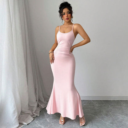 Damen Maxikleid Spaghettiträger Raffiniertes Drapierdesign Norvielle