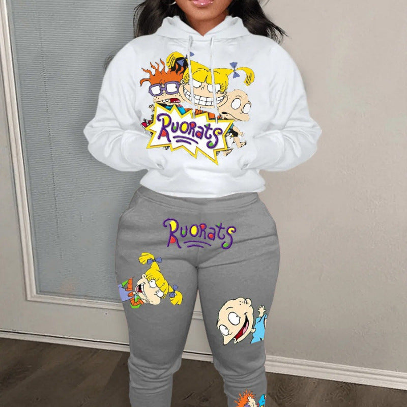 Damen Hoodie Jogginghose Set Cartoon Stil Norvielle - Norvielle