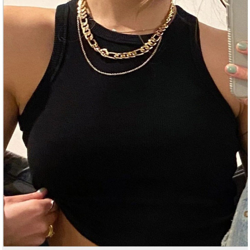 Damen Cropped Rippstruktur Breite Träger Norvielle