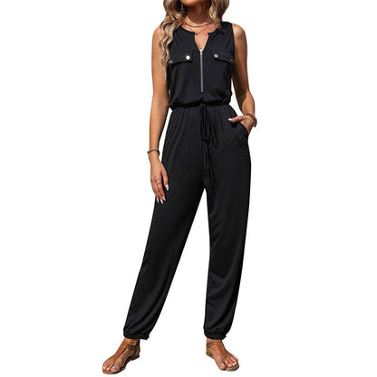 Damen Jumpsuit mit Taschen und verstellbarem Taillenzug Norvielle