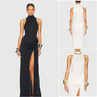 Damen Abendkleid Lang Norvielle Elegantes Wasserfallausschnitt Tiefes - Norvielle
