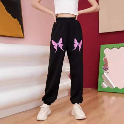 Damen Jogginghose Bunt Schmetterlingsmuster