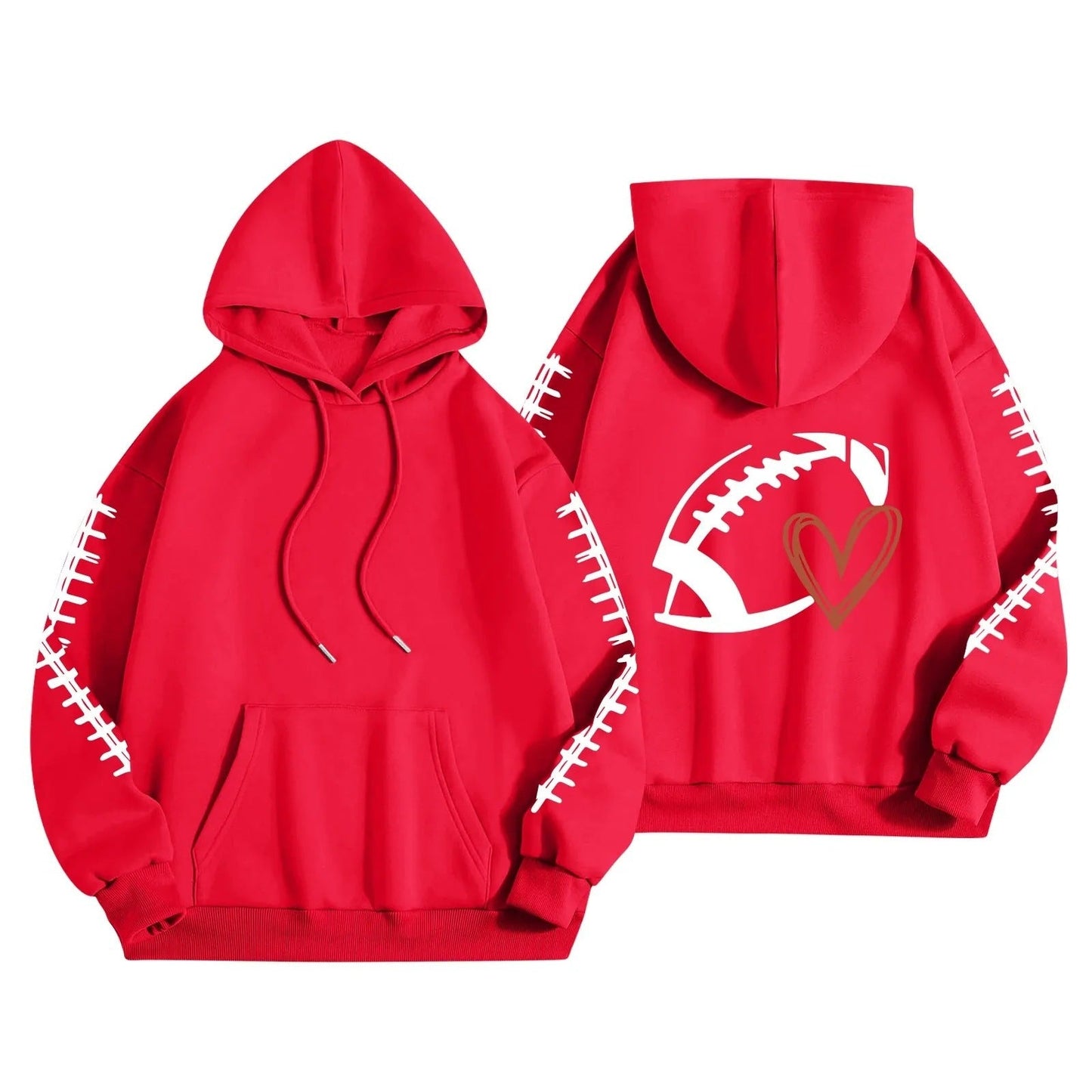 Damen Kapuzenpullover Football-Motiv Lässiger Schnitt