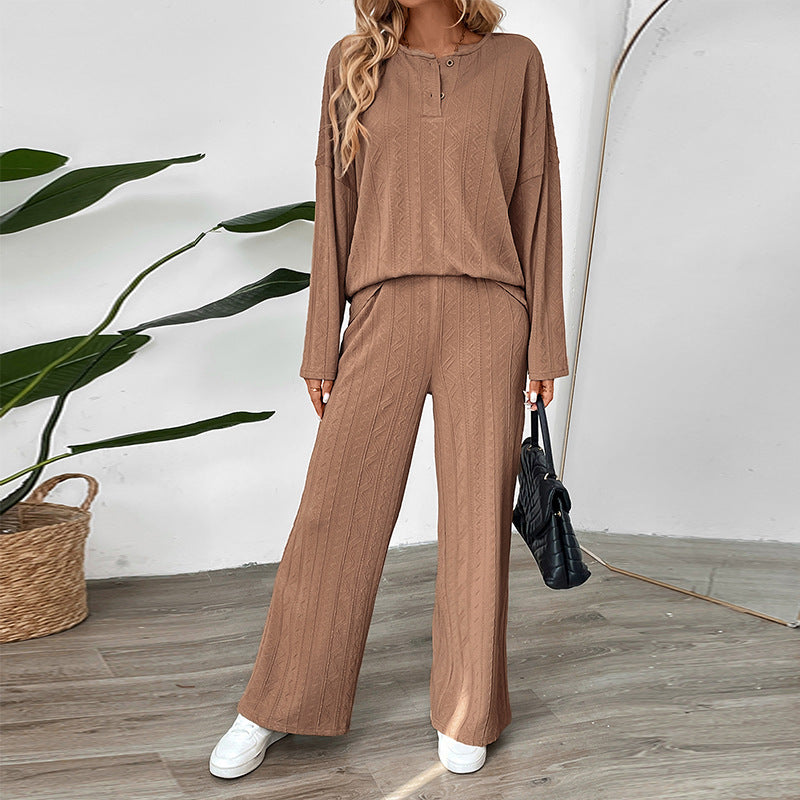 Damen Strickset Pullover und weite Hose Norvielle