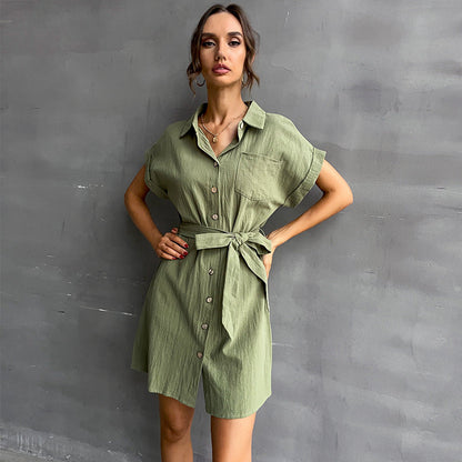 Damen Hemdblusenkleid Taillierbarer Gürtel Norvielle