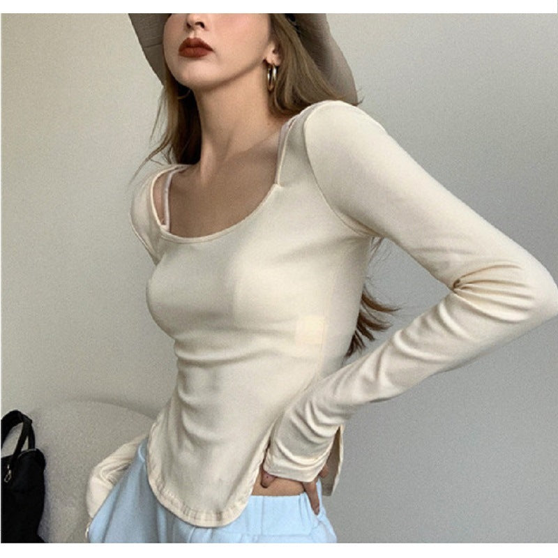 Damen Langärmliges Oberteil Elegant Asymmetrisch - Norvielle