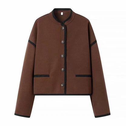 Damen Modische Jacke Norvielle Elegant Knöpfe Kontrastnähte