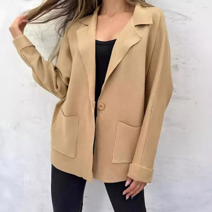 Damen Oversized Blazerjacke Lässiger Schnitt Praktische Taschen
