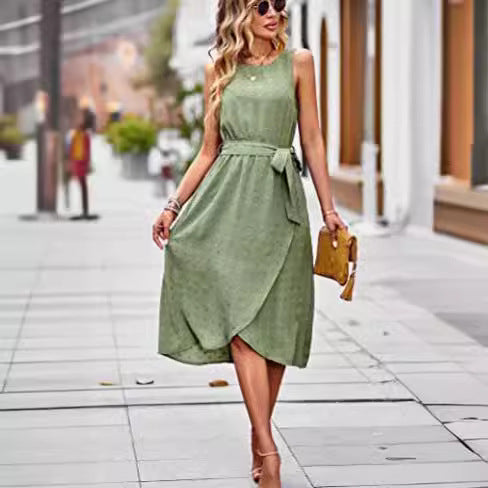 Damen Wickelkleid Glänzende Punkte Taillengürtel