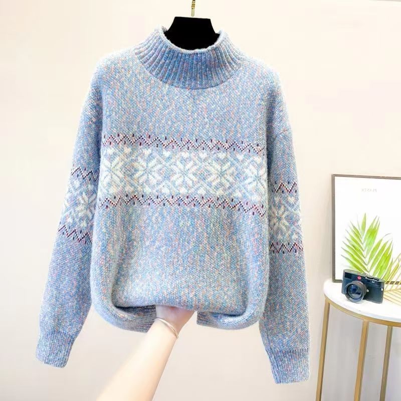 Damen Rollkragenpullover Nordisches Muster Norvielle