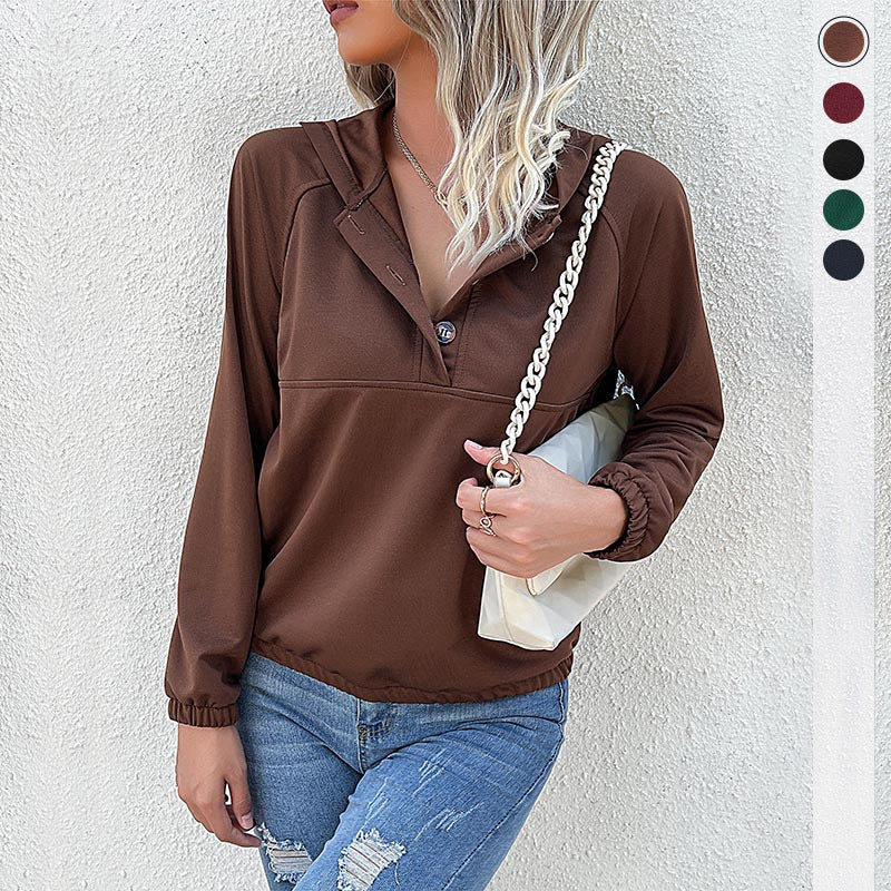 Damen Pullover Kapuze Knopfleiste Norvielle - Norvielle