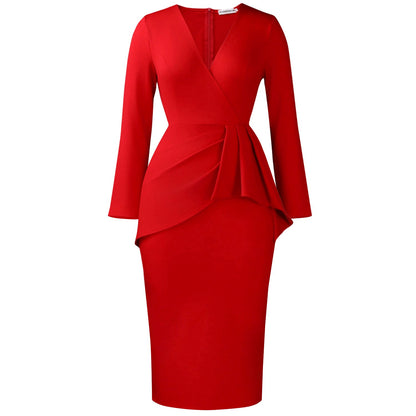 Damen Wickelkleid Asymmetrische Rüschen Norvielle
