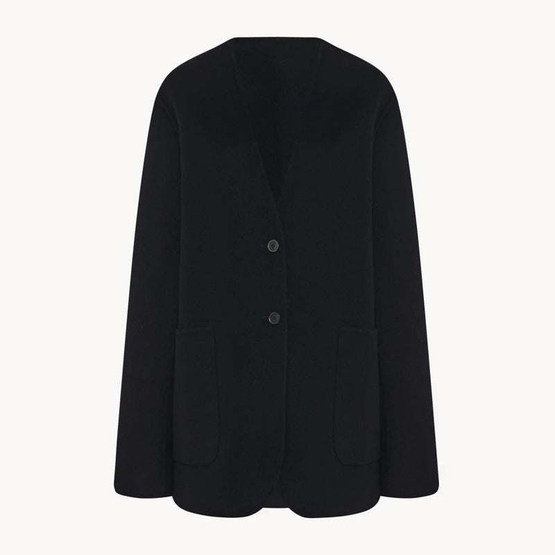 Damen Strickblazer Elegantes Design Großes Revers Norvielle