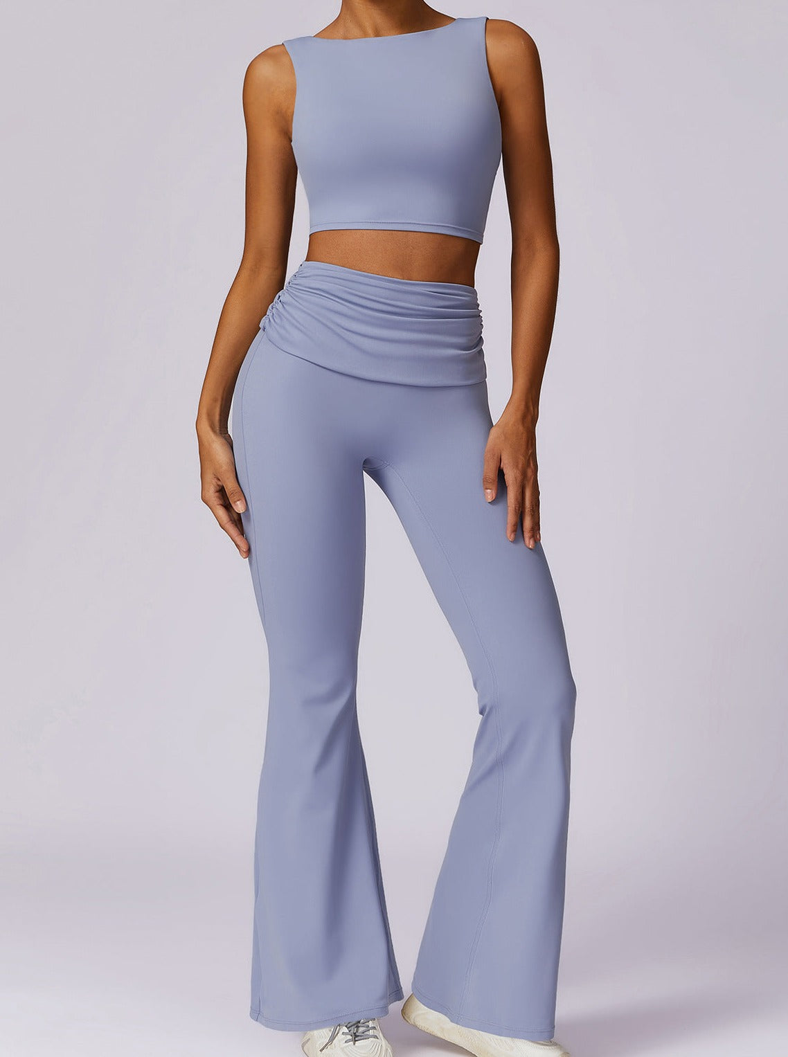Liana Damen High-Waist Flare Leggings Hellblau