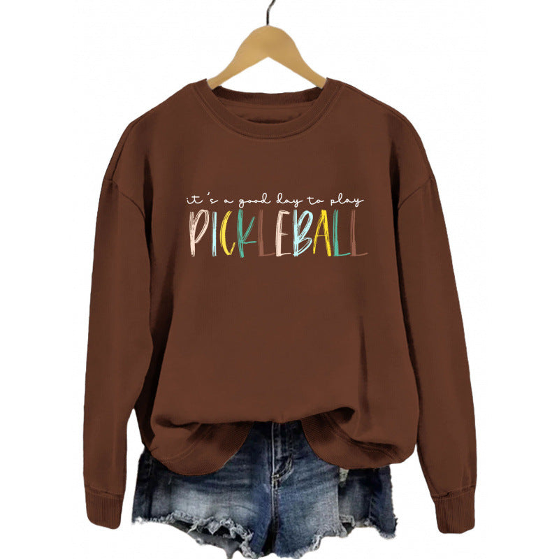 Damen Sweatshirt Bunter Pickleball-Druck Norvielle