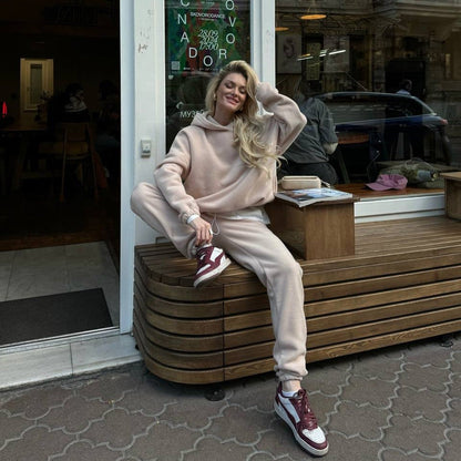 Damen Fleece-Jogginganzug Hochbündig Mit Taschen Norvielle - Norvielle