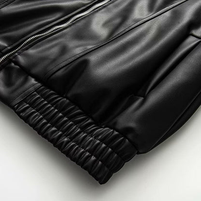 Damen Lederjacke Elastischer Bund