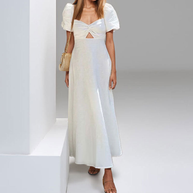 Damen Maxikleid mit Puffärmeln und Schlüssel-Ausschnitt Norvielle