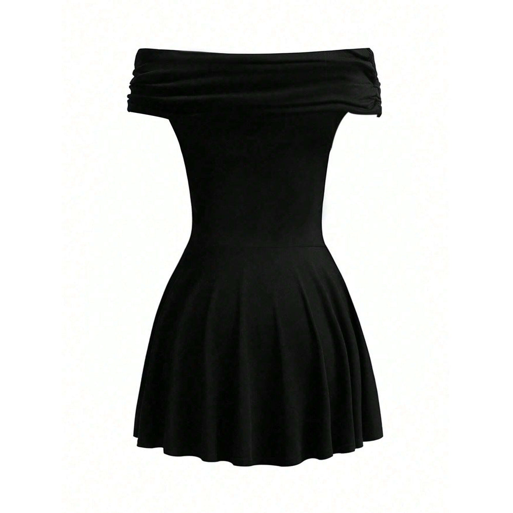 Damen Minikleid Off-Shoulder Wickeldetail Elegantes Kleid