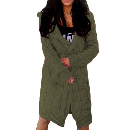 Damen Grobstrick-Cardigan Weiches Material Taschen Beige