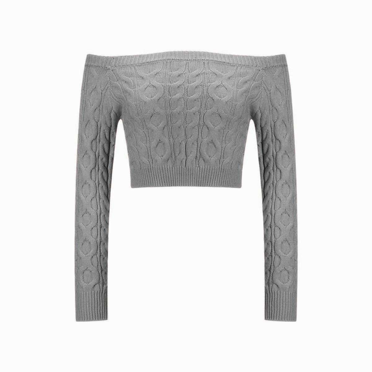 Damen Off-Shoulder Pullover Zopfmuster Norvielle