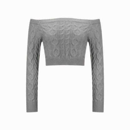 Damen Off-Shoulder Pullover Zopfmuster Norvielle