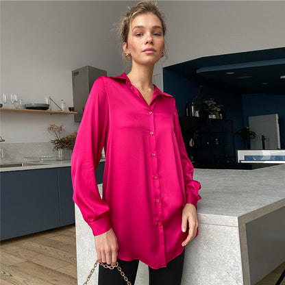 Damen Seidenbluse mit Knöpfen Elegantes Design Norvielle