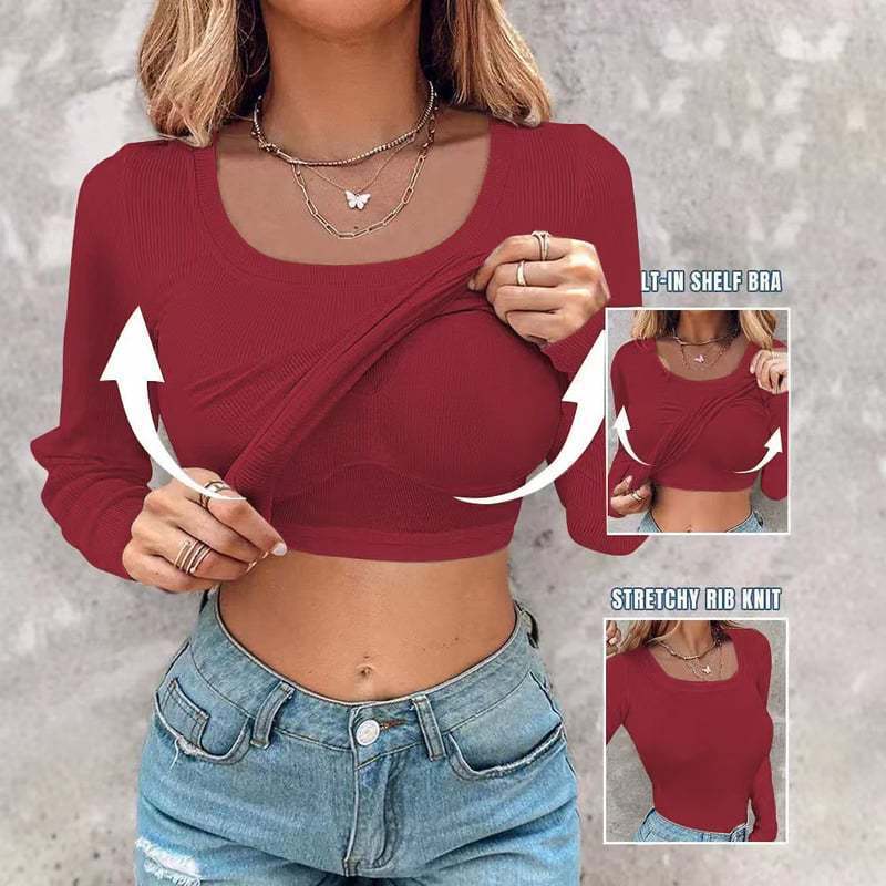 Damen Cropped Langarmshirt Mit Trägershirt Norvielle