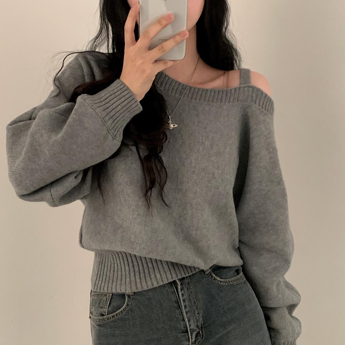 Damen Pullover Lässiger Schnitt Schulterdesign Norvielle