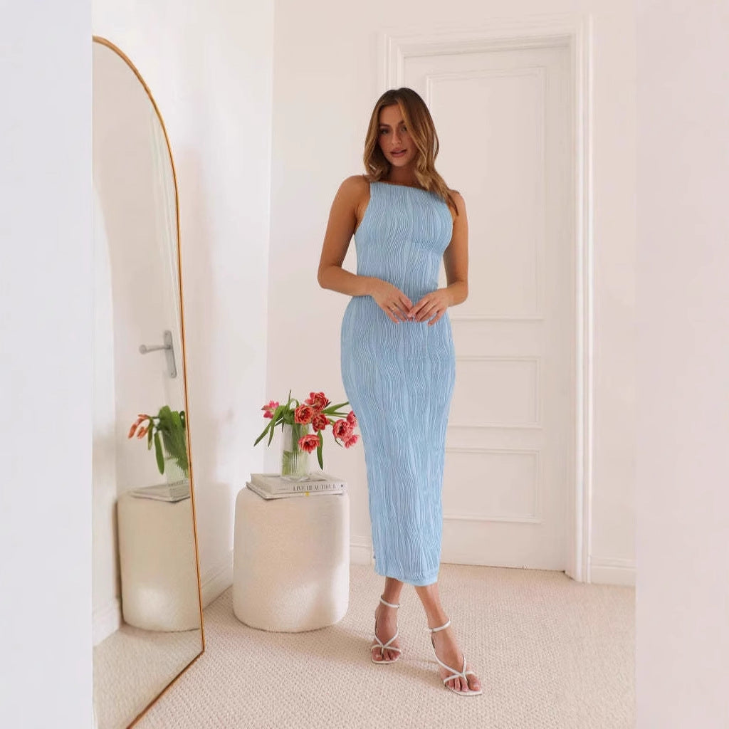 Damen Maxikleid Rippdesign Figurbetonend