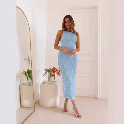 Damen Maxikleid Rippdesign Figurbetonend