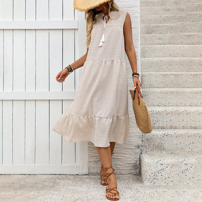 Damen Maxikleid Asymmetrischer Volant Bindegürtel Sommerlich