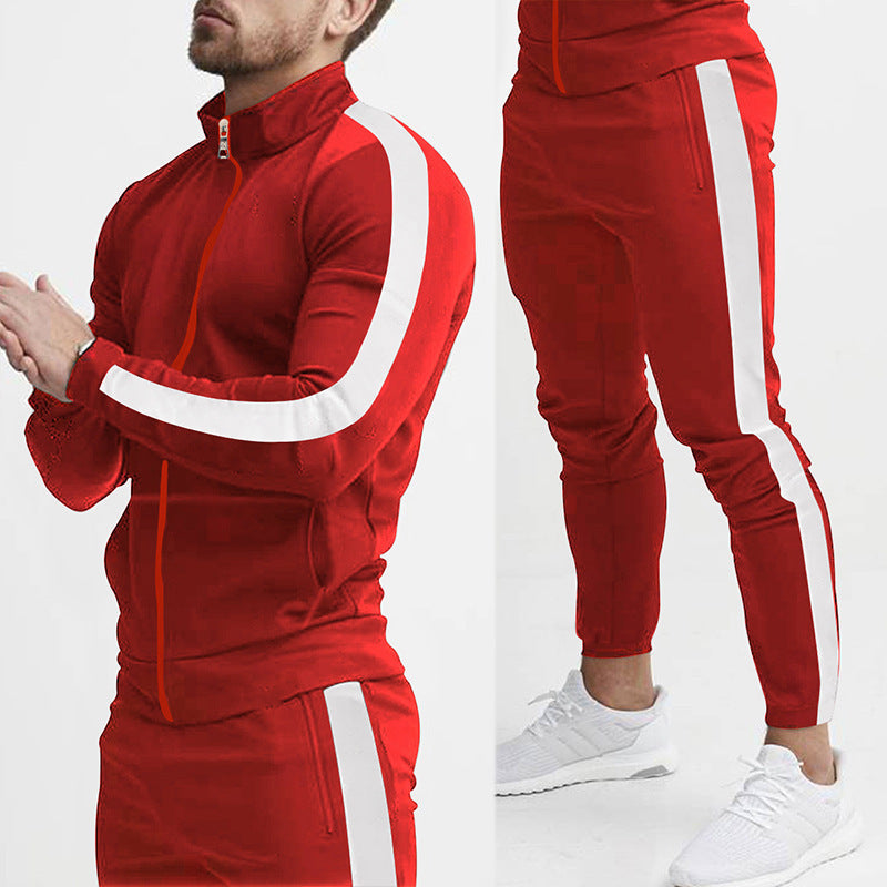 Herren Sportanzug-Set mit Reißverschluss und Streifen