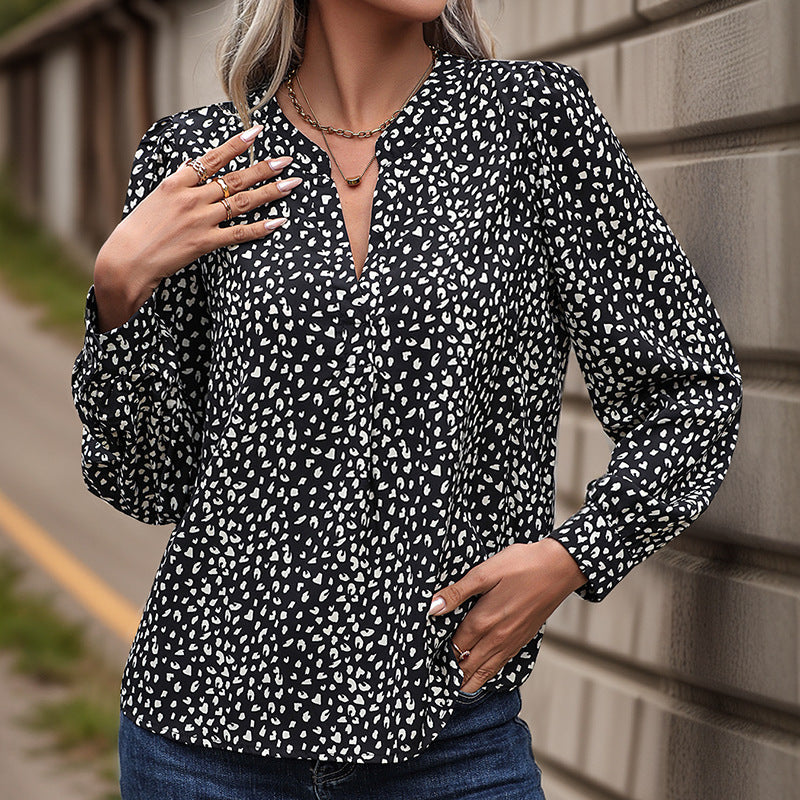Damen Bluse Rüschendetails Punktmuster Norvielle