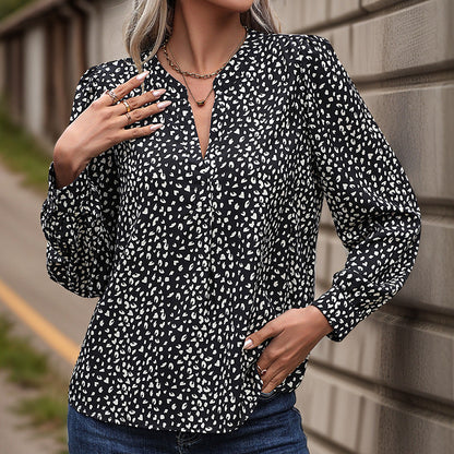 Damen Bluse Rüschendetails Punktmuster Norvielle
