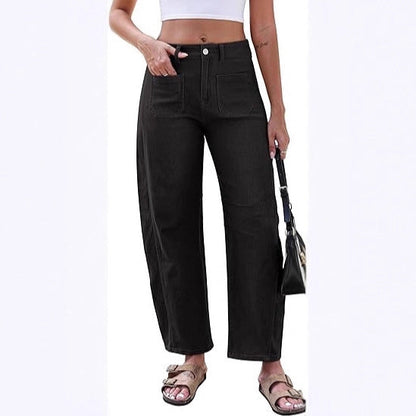 Damen Weite Jeans Hochtaillen Praktische Taschen Norvielle