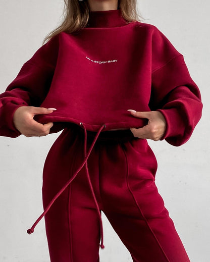 Damen Sweatset Hochkragen Weite Ärmel Norvielle