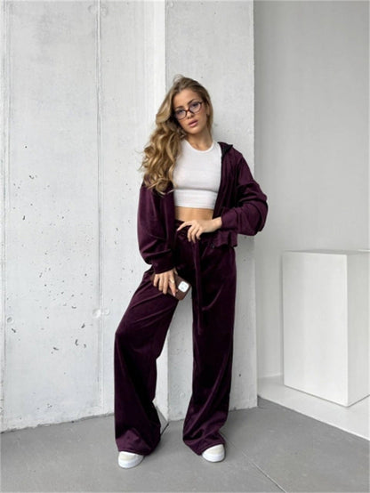 Damen Lounge-Set mit lockerer Jacke und weiten Hosen Norvielle