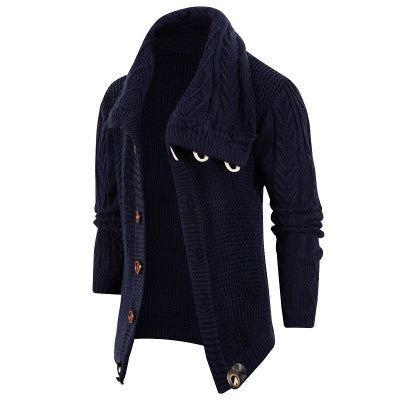 Herren Strickcardigan Schalkragen Große Holzknöpfe Beige
