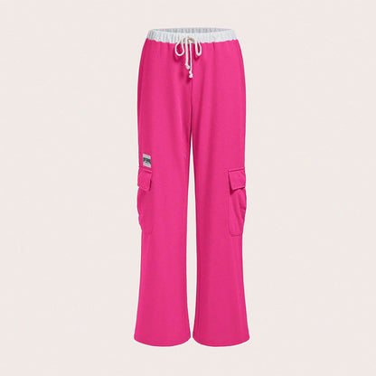 Damen Cargo-Hose Weites Bein Elastischer Bund Norvielle - Norvielle