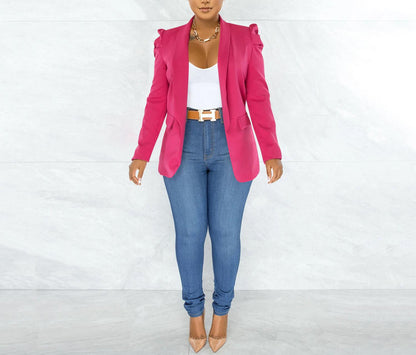 Damen Blazerjacke Puffärmel Tailliert Norvielle