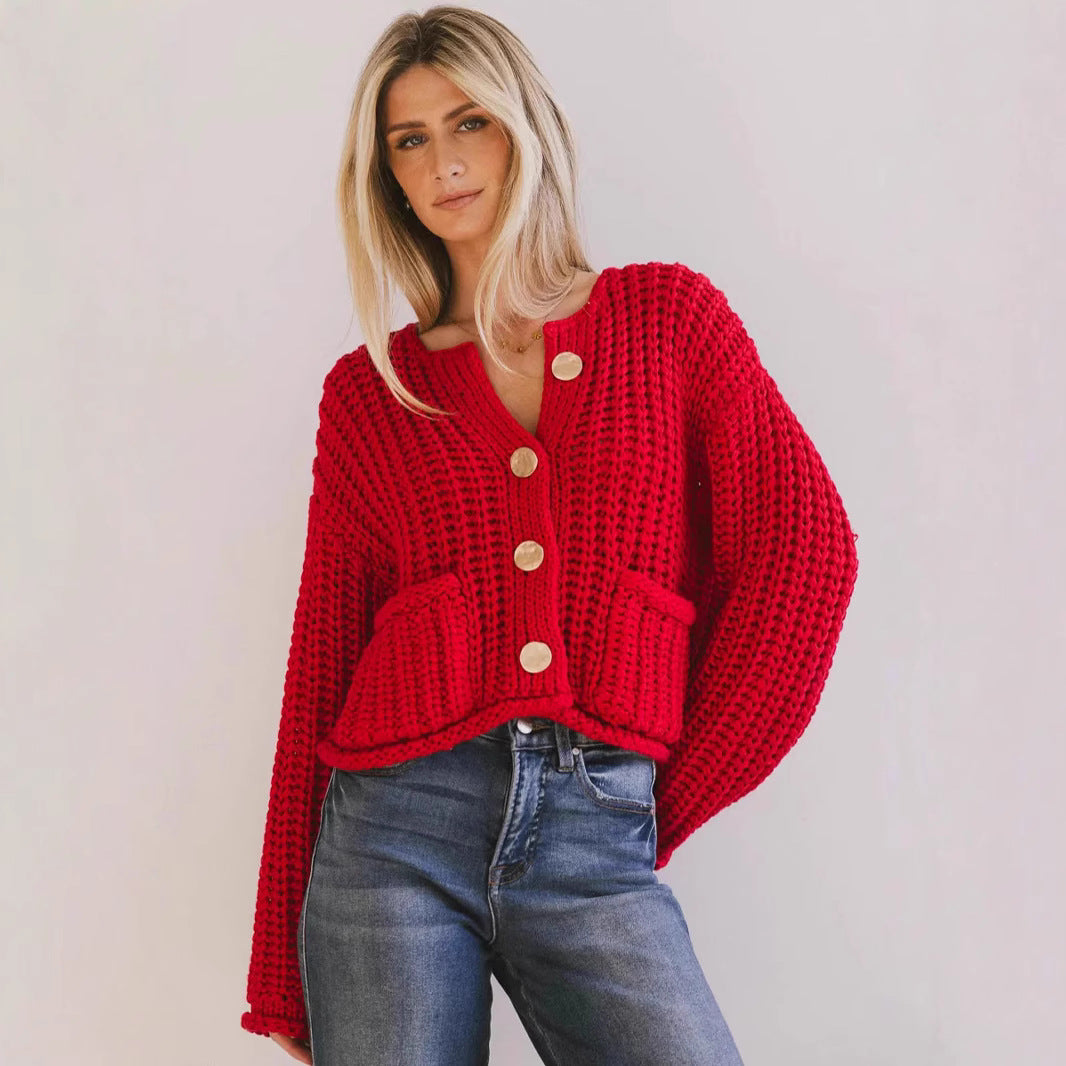 Damen Strickjacke Kuschelig Goldene Knöpfe Schwarz Norvielle - Norvielle