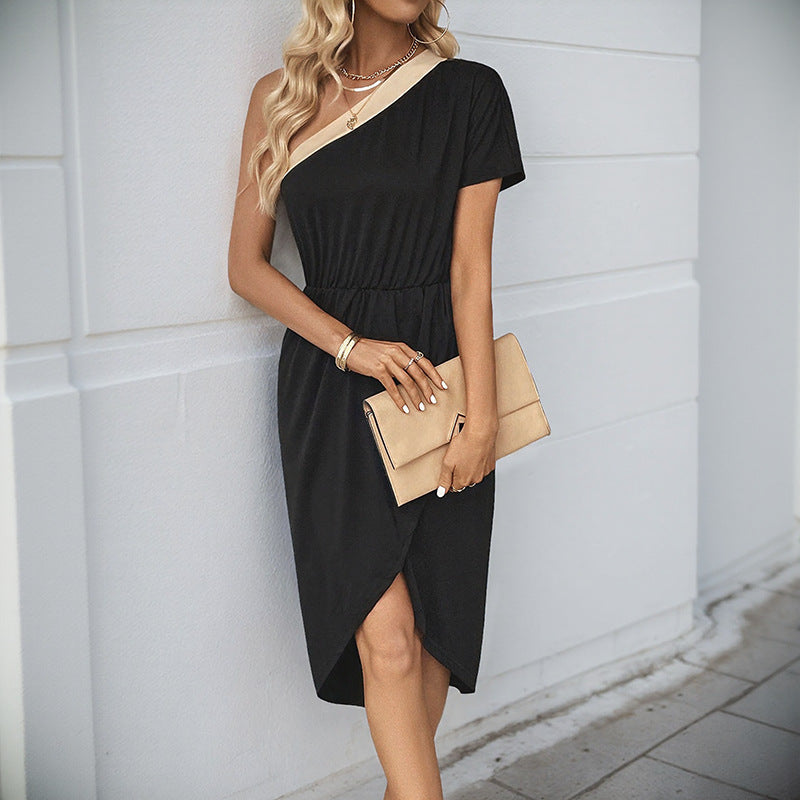 Damen Wickelkleid Asymmetrischer Schnitt Taillengürtel Norvielle