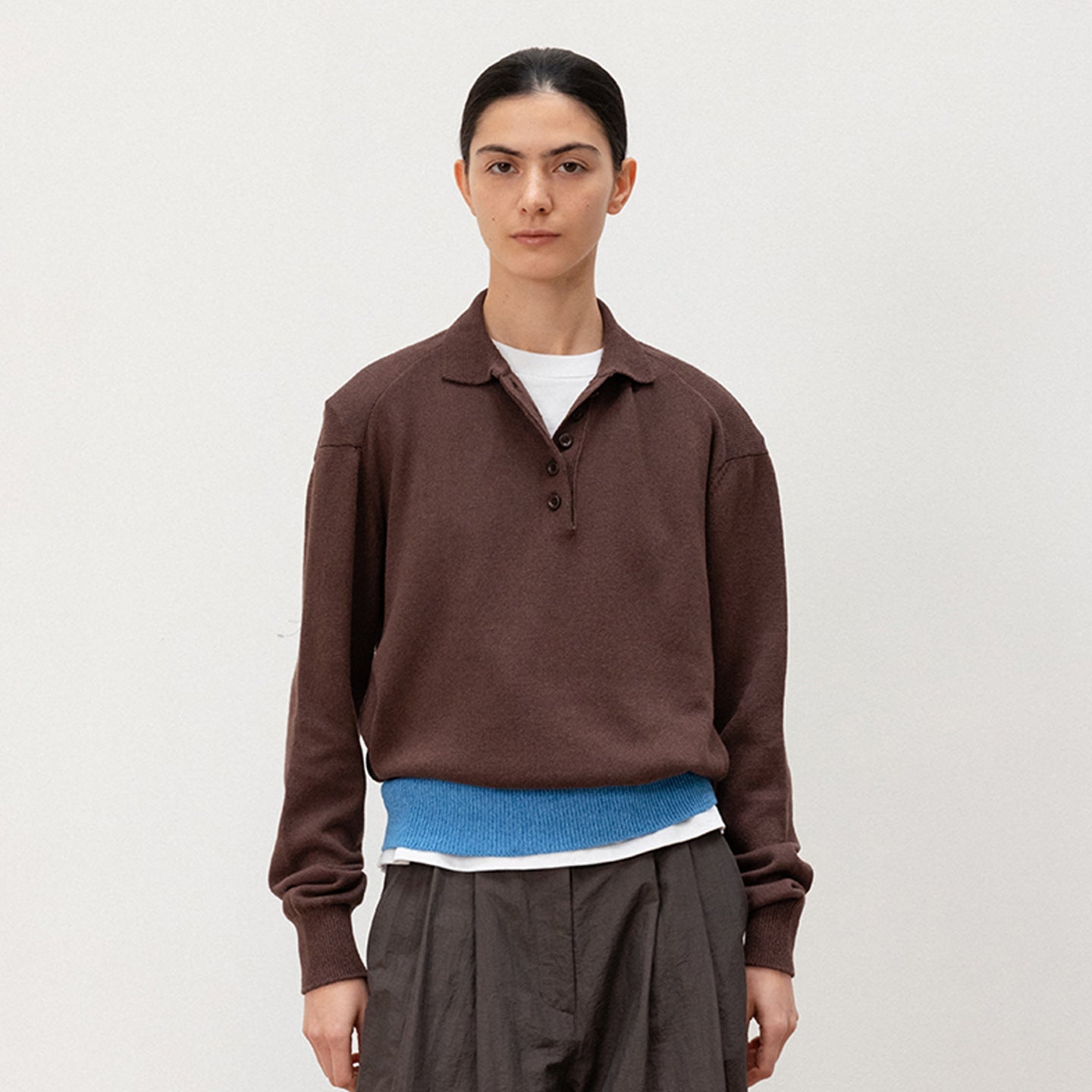 Damen Strickpullover Polokragen Kontrastbund Norvielle