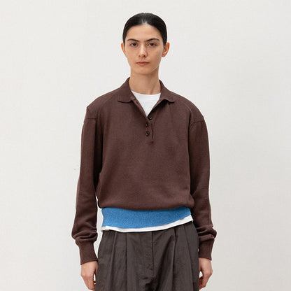 Damen Strickpullover Polokragen Kontrastbund Norvielle