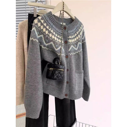 Damen Strickjacke traditionelles Muster Norvielle