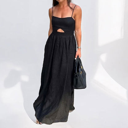 Damen Maxikleid Cut-Out-Detail Fließender Rock Norvielle