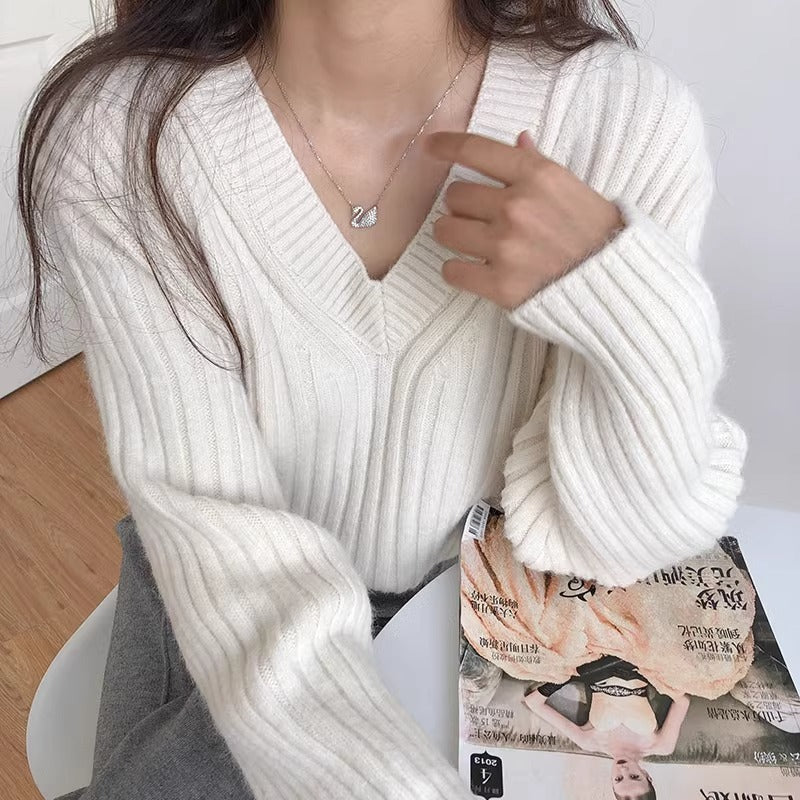 Damen Feinstrickpullover V-Ausschnitt Lässig Norvielle