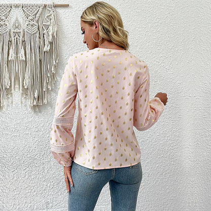 Damen Bluse Spitze Rüschendetails Elegantes Design